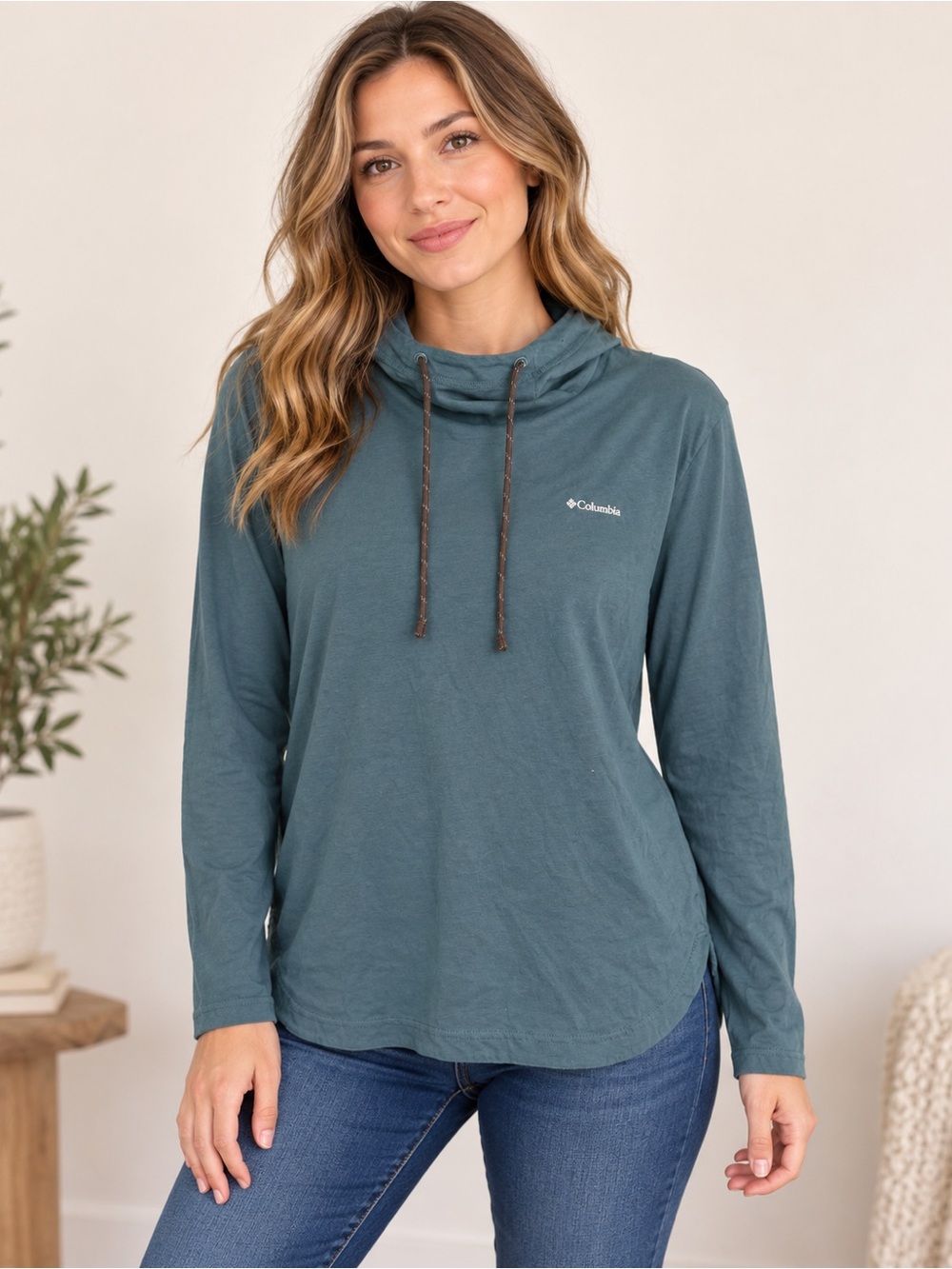 Columbia Women's Teal Long-Sleeve Cowl Pullover